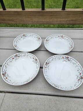 VTG China Pearl Josephine Fine China 4 Piece Set Floral 7.5" Bowls